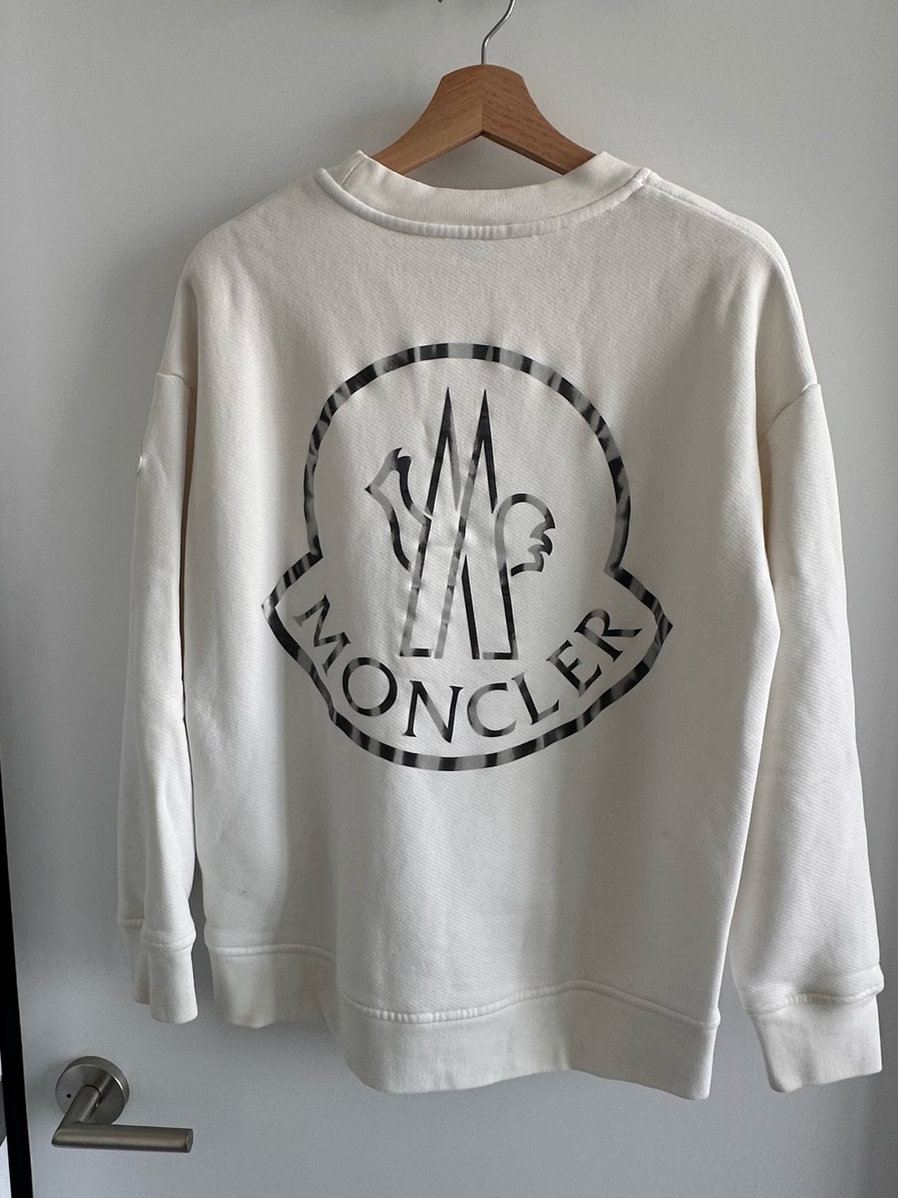 Moncler White Logo Back Print Sweatshirt Size S